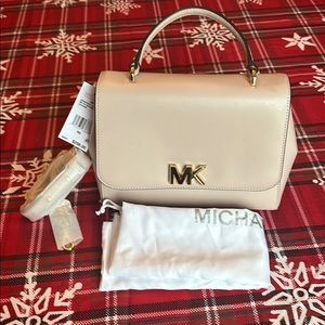 Michael Kors Mott medium leather satchel pink NWT